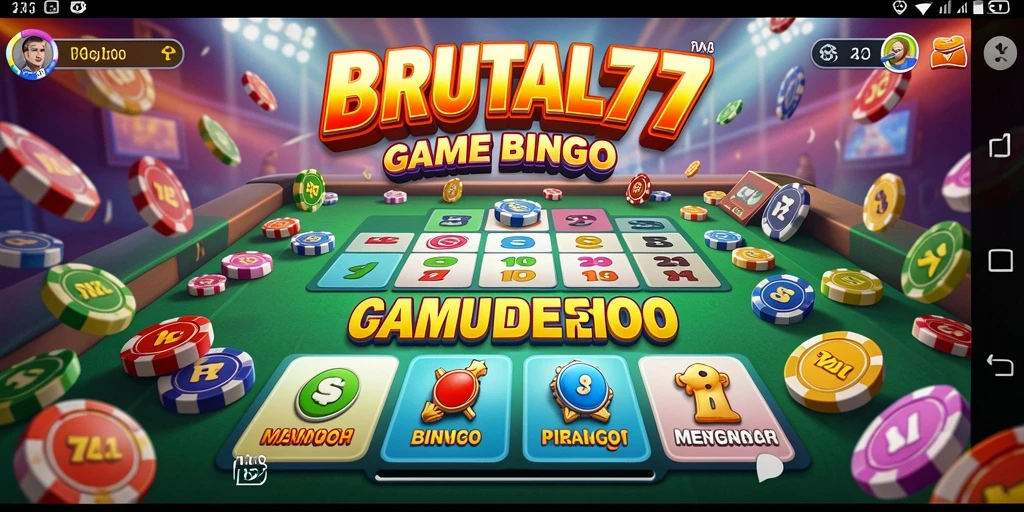 Tampilan gameplay menakjubkan di BRUTAL77 dengan suasana Bingo yang seru.