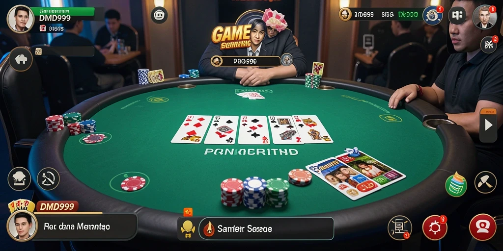 Tampilan gameplay DMD999 yang seru dan menegangkan dalam permainan Poker.