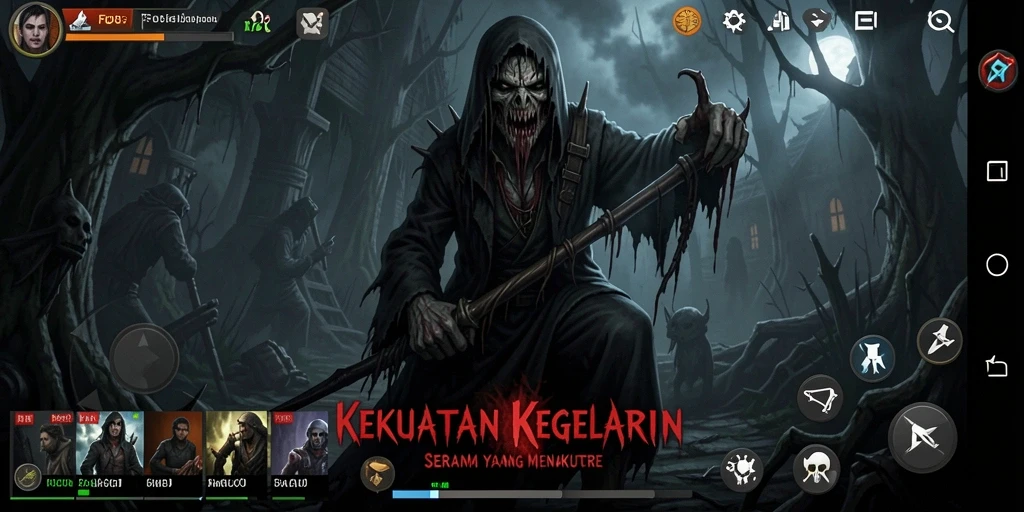 Screenshot gameplay FO8 yang menunjukkan suasana horor yang mencekam.