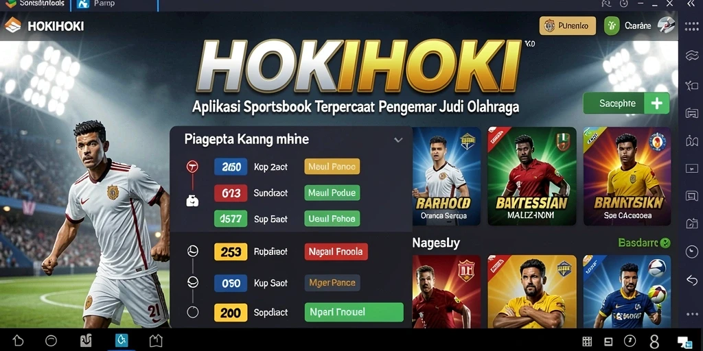 Screenshot utama HOKIHOKI menampilkan antarmuka taruhan olahraga yang menarik.