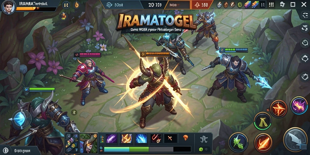 Screenshot gameplay IRAMATOGEL dengan aksi seru di arena MOBA.