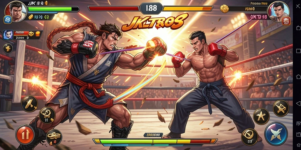 Tampilan gameplay JKT88 yang penuh aksi dan pertarungan seru.