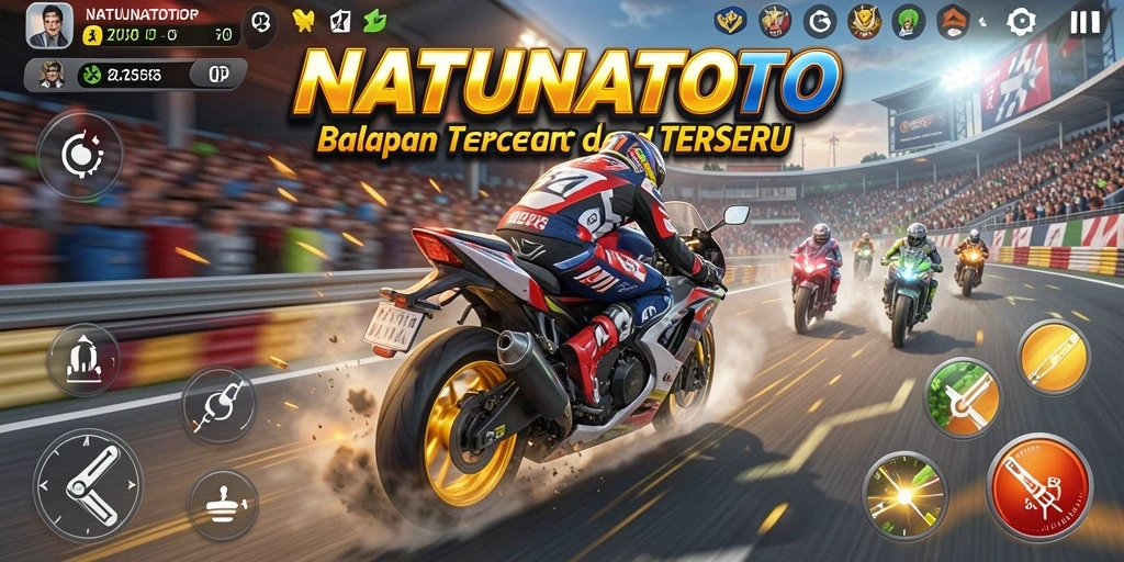 Gameplay NATUNATOTO dengan akselerasi cepat di trek balapan.