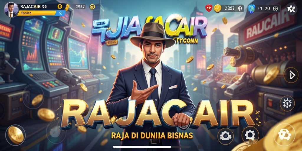 Screenshot utama gameplay RAJACAIR yang menunjukkan pengelolaan bisnis Tycoon.