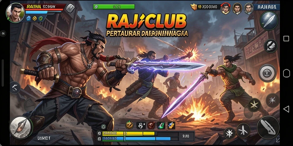 Screenshot utama RAJACLUB menampilkan pertarungan yang intens dan mendebarkan.