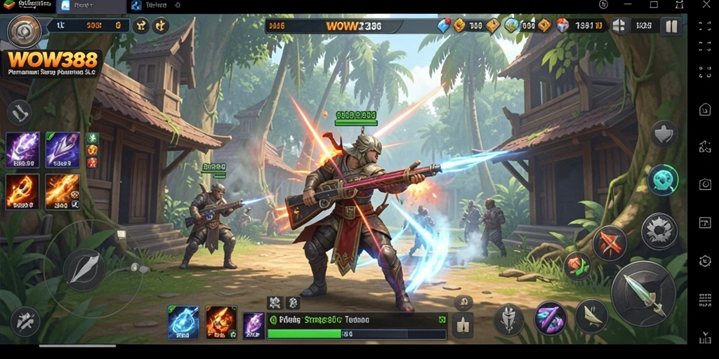 Screenshot gameplay dari WOW388 dengan strategi SLG yang intens.