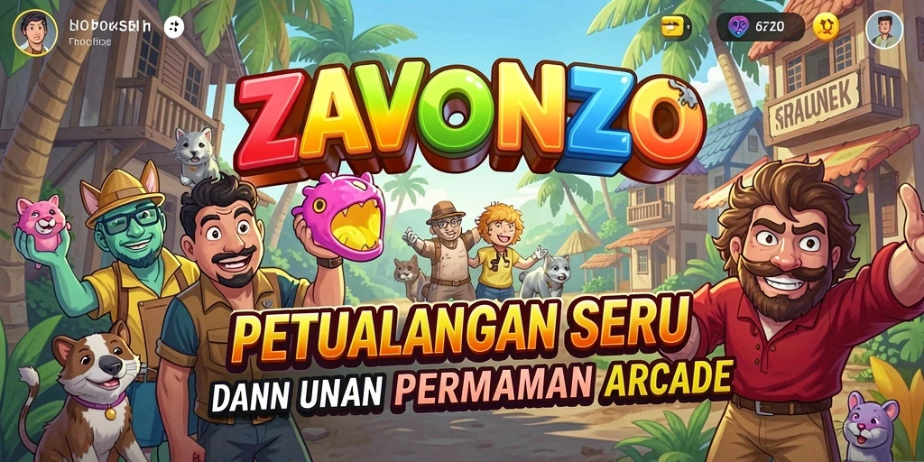 Tampilan gameplay ZAVONZO yang penuh warna dan menyenangkan.